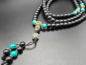 Preview: Shaligram Mala-Gebetskette mit Ethno-Schmuck | 108+1 Perlen | ca. 8mm